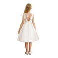 thumbnail image 4 of Zaldita Kids Sleeveless Flower Girl Tulle Tutu Dress Lace Embroidery First Communion Gown Ivory 8, 4 of 7