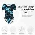 thumbnail image 4 of Vsdgher Lightning Prinr Short Sleeve Body suit for Womens, Sexy Onesie One Piece Round Neck Bodysuit Shapewear Tummy Control-XX-Large, 4 of 7