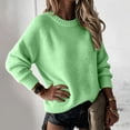 thumbnail image 3 of Womens Oversized Crew Neck Pullover Sweater Plus Size Fashion Long Sleeve Loose Solid Color Blouse Jumper Soft Cozy Trendy Outerwear Light Green L, 3 of 3