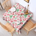 thumbnail image 2 of Red Strawberry Plants Fruit Green Leaf White Pattern Square Tablecloth,Waterproof Square Table Cover,Wipeable Spillproof Washable Table Cover for Home Kitchen Party Decor 52"x52"(132x132cm), 2 of 6