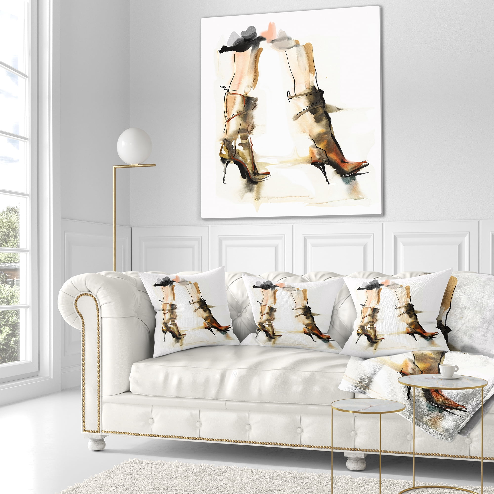 Designart High Heel Shoes - Abstract Throw Pillow - 16x16
