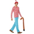 thumbnail image 6 of Alaiyaky Red and White Striped Costume Suit, Halloween Costumes Striped Shirt with Hat Glasses, Men Women Halloween Costumes World Book Day Outfit, 6 of 7