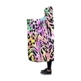thumbnail image 1 of HATIART Hooded Blanket Colorful Striped Leopard Wearable Blanket Comfotable Hooded Throw Wrap 50x60 Inch, 1 of 3