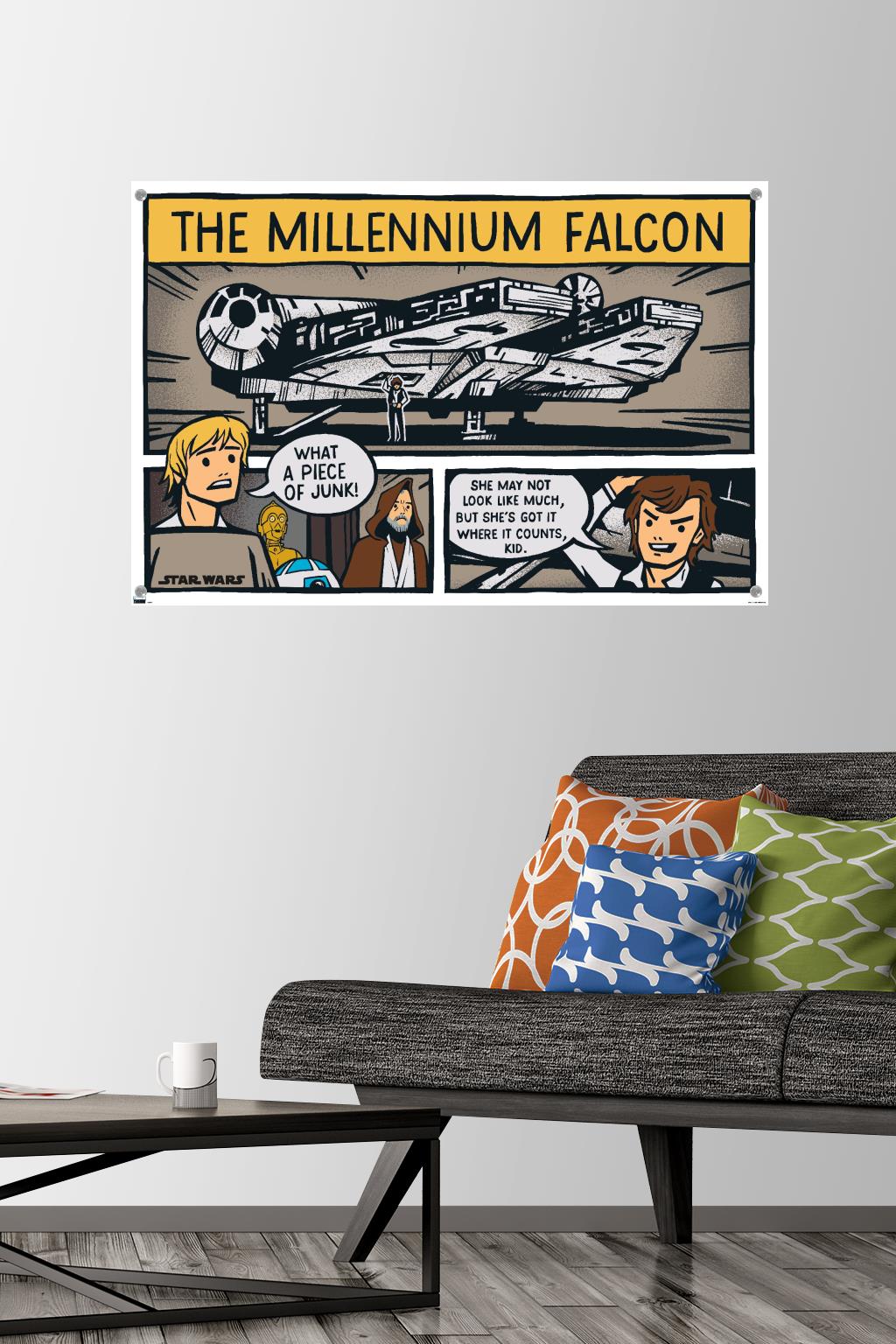 Star Wars: Saga - Millennium Falcon Comic Wall Poster with Pushpins, 22.375" x 34"
