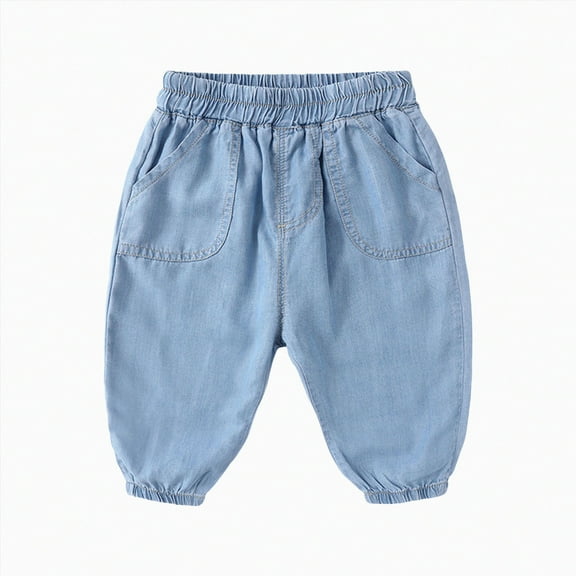 Hessimy Baby Boys Dress Pants Casual Chinos Button With Pockets Kids Trousers Cargo Pants For Men Cargo Pants For Men Stretch (Light Blue,6-12 Months)