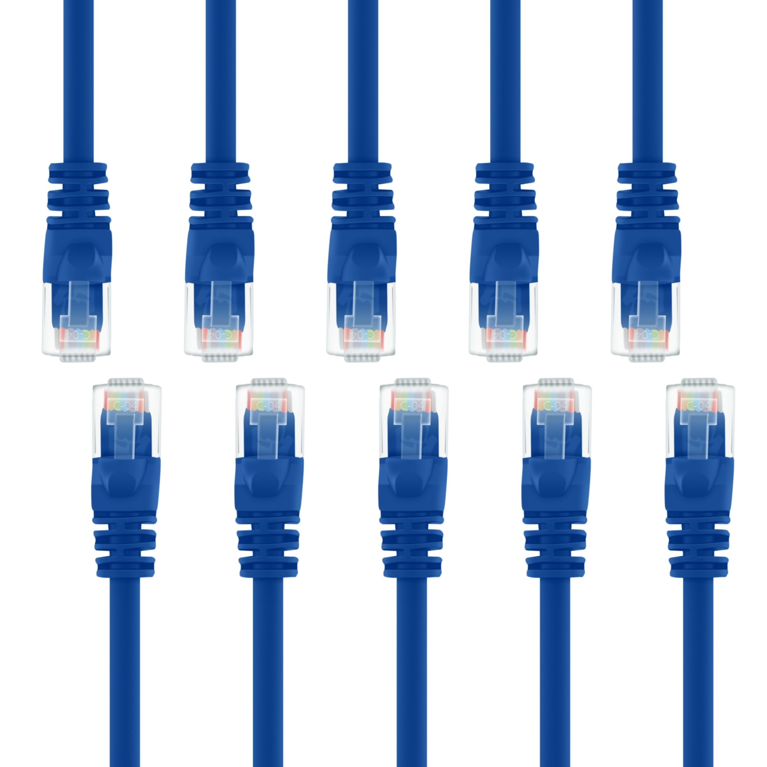 Computer LAN Network Cord Cat 6 Ethernet Cable Cat6 Snagless Patch 1.5 Feet GearIT 10 Pack Compatible with 10 Port Switch POE 10port Gigabit Yellow 