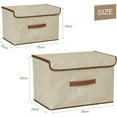 thumbnail image 5 of Casewin Foldable Storage Boxes with Lids, Decorative Storage Bins with Lids, Collapsible Linen Fabric Storage Baskets and Organizer Containers for Home Bedroom Closet Office (2-Pack, Khaki), 5 of 7