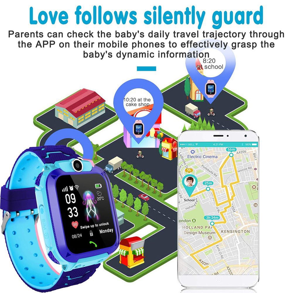 Smart Watch for Kids - Kid GPS Tracker with Phone Smartwatch for Boys Girls with Two-Way Call SOS Anti-Lost Games Camera, Child Cellphone Watch School Class Gifts
