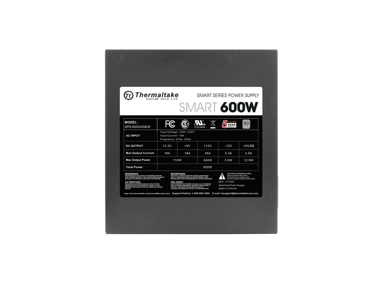 Thermaltake Smart 600W 80+ White Power Supply