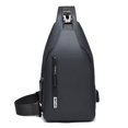 thumbnail image 4 of Bolso de hombro de color sólido para hombre, bolso de pecho con USB, bolso de mensajero deportivo para ocio, bolso de viaje para exteriores, bolso para hombre, 4 of 6