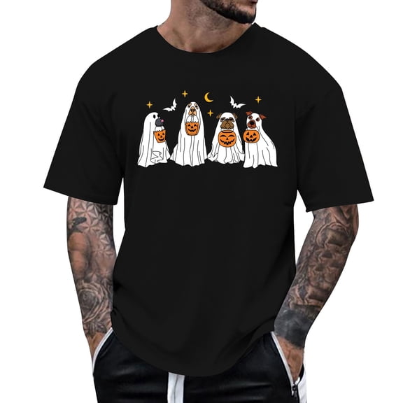 CONZONE Mens Halloween T-Shirts Graphic Tees for Men Short Sleeve Crew Neck Casual Tops