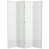 Red Lantern 7 ft. Tall Window Pane Shoji Screen - White - 4 Panels
