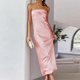 thumbnail image 4 of Vestido Vestido palabra de honor sin espalda con aberturas de satén Ygjytge para Mujer Rosa T S, 4 of 7