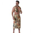 thumbnail image 2 of Colevkie Men's 2 Pcs Bath Skirt & Bath Towel Set Soft Adjustable Bath Wrap Set Quick Drying Beach Bathroom Spa Hotel Towel Printed Retro Pattern, 2 of 7