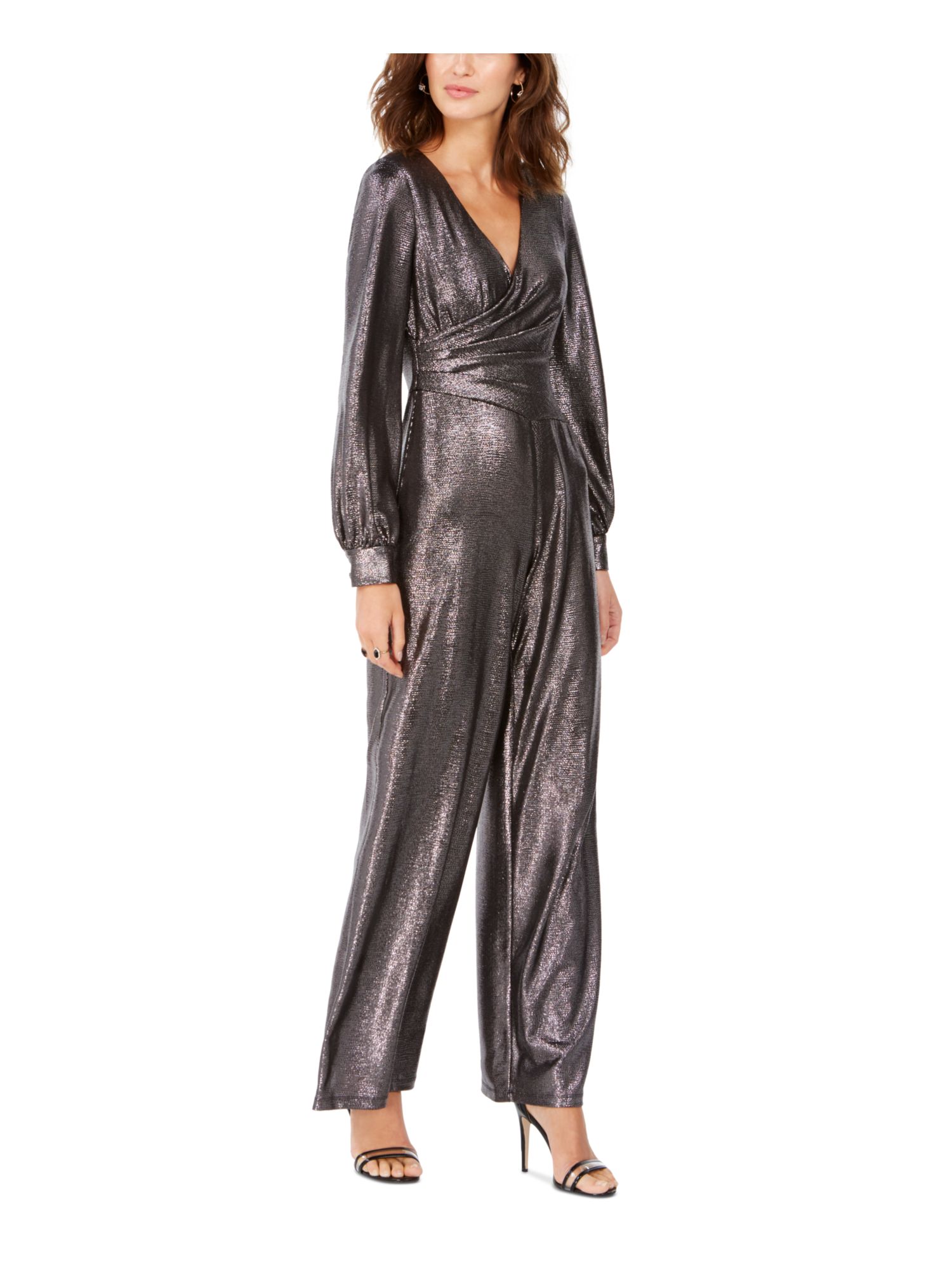 ADRIANNA PAPELL Womens Silver Metallic 
