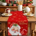 thumbnail image 4 of Red Santa Christmas Cotton Linen Table Runner for Dining Kitchen, Xmas Snowflake Wedding Outdoor Party Tablerunners Decoration, Dresser Scarf Coffee Tablecloth Runners 13x48 Inches, 4 of 9