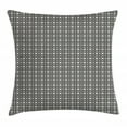 thumbnail image 1 of Lattice Throw Pillow Cushion Cover, Mosaic of Repeating Abstract Star Shapes in Geometric Style Mesh Ornament, Decorative Square Accent Pillow Case, 20" X 20", Black and Eggshell, by Ambesonne, 1 of 2