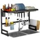 thumbnail image 1 of Escurridor de trastes acero inoxidable sobre fregadero estante escurridor de platos grande organizador de cocina soporte para cubiertos vajilla encime, 1 of 7