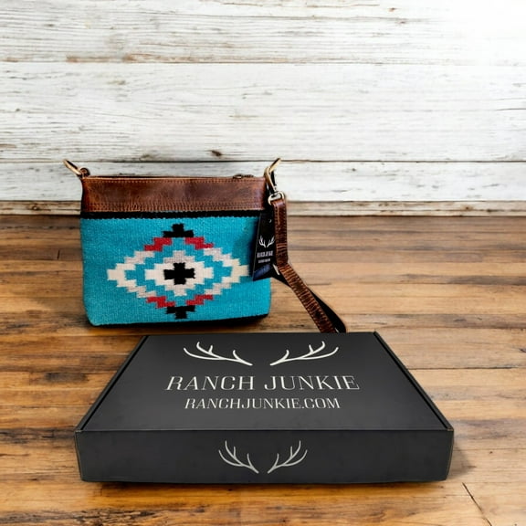 Catalina Handcrafted Saddle Blanket And Vintage Leather Crossbody Purse