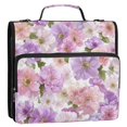thumbnail image 2 of Water-Resistant 3-Ring Binder Organizer with Multiple Pockets Zipper Binder Bag for Office Lavender and Pink Flowers, 2 of 8