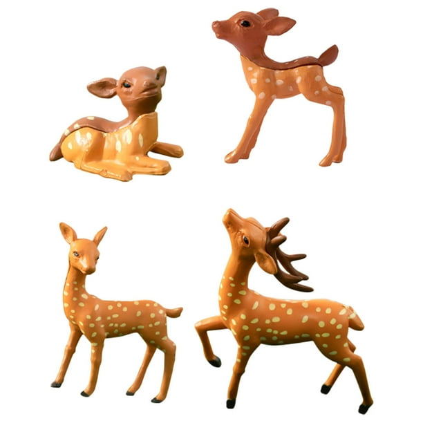Figuras de ciervos en miniatura, micropaisaje, adornos de ciervos en miniatura, decoraciones de ciervos, 4 Uds.