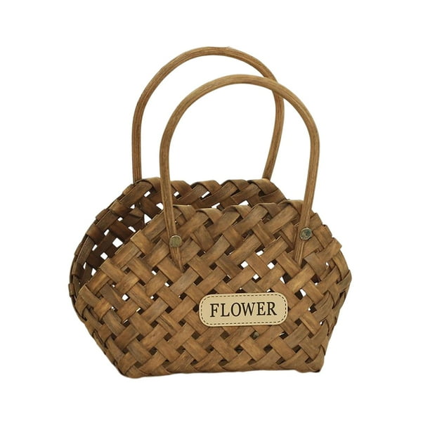 Cesta de flores tejida a mano Cesta de regalo decorativa con virutas de madera Cesta de mimbre hecha a mano Café