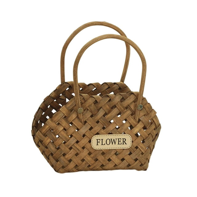 Cesta de flores tejida a mano Cesta de regalo decorativa con virutas de madera Cesta de mimbre hecha a mano Café