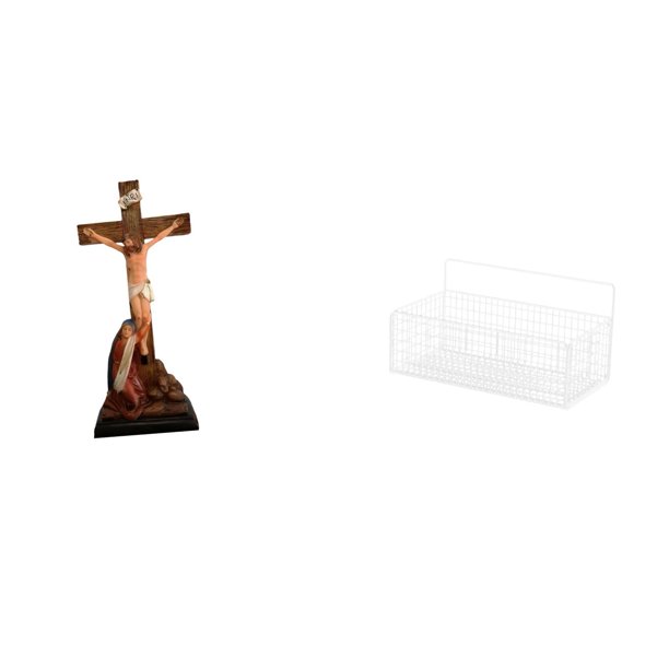 Adorno De Estatua De La Virgen María Y Escultura Católica Sagrada Con Estantes Flotantes, Organizador De Pared De Metal, Cesta De Almacenamiento De Alambre Para Dormitorio, Cocina Y Sala De