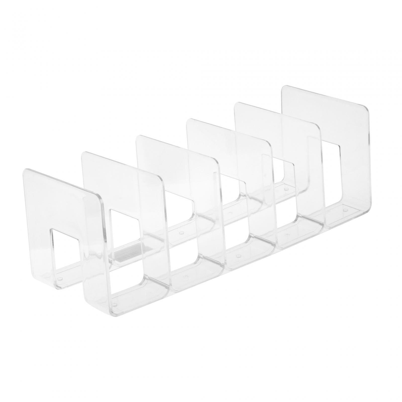 perfeclan Acrylic File Organizer 5 Compartment Book Stand s Display 5 Upright Section File Holder for Desk Home Bookcase Recipe