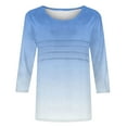 thumbnail image 6 of JURANMO 3/4 Length Sleeve Womens Tops Summer Round Neck Tunic Tops Dressy Casual Pleated Shirts Fashion Gradient Print Blouse Lightening Sale Light Blue XXL, 6 of 7