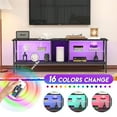 thumbnail image 3 of Dasun TV stand,Iron TV cabinet,entertainment center, TV set, media console with LED lights, remote control,can be placed in the living room, bedroom, black with marble texture, 3 of 5