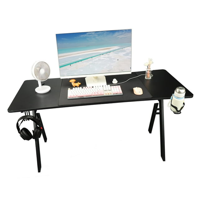 Computer Desk, Non Deform Gaming Table Environmentally Friendly with Earphone Hook for Work