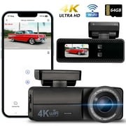 GEAK 4K Dash Cam Front Dashcams Dash Camera for Cars with 64GB Card, Wi-Fi & App Control, Night Vision, 170° Wide Angle, G-Sensor, 24H Parking Mode, Loop Recording