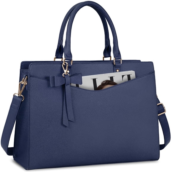 Bolsa para portátil RAINSMORE para mujer, 15.6 pulgadas, poliuretano, impermeable, azul