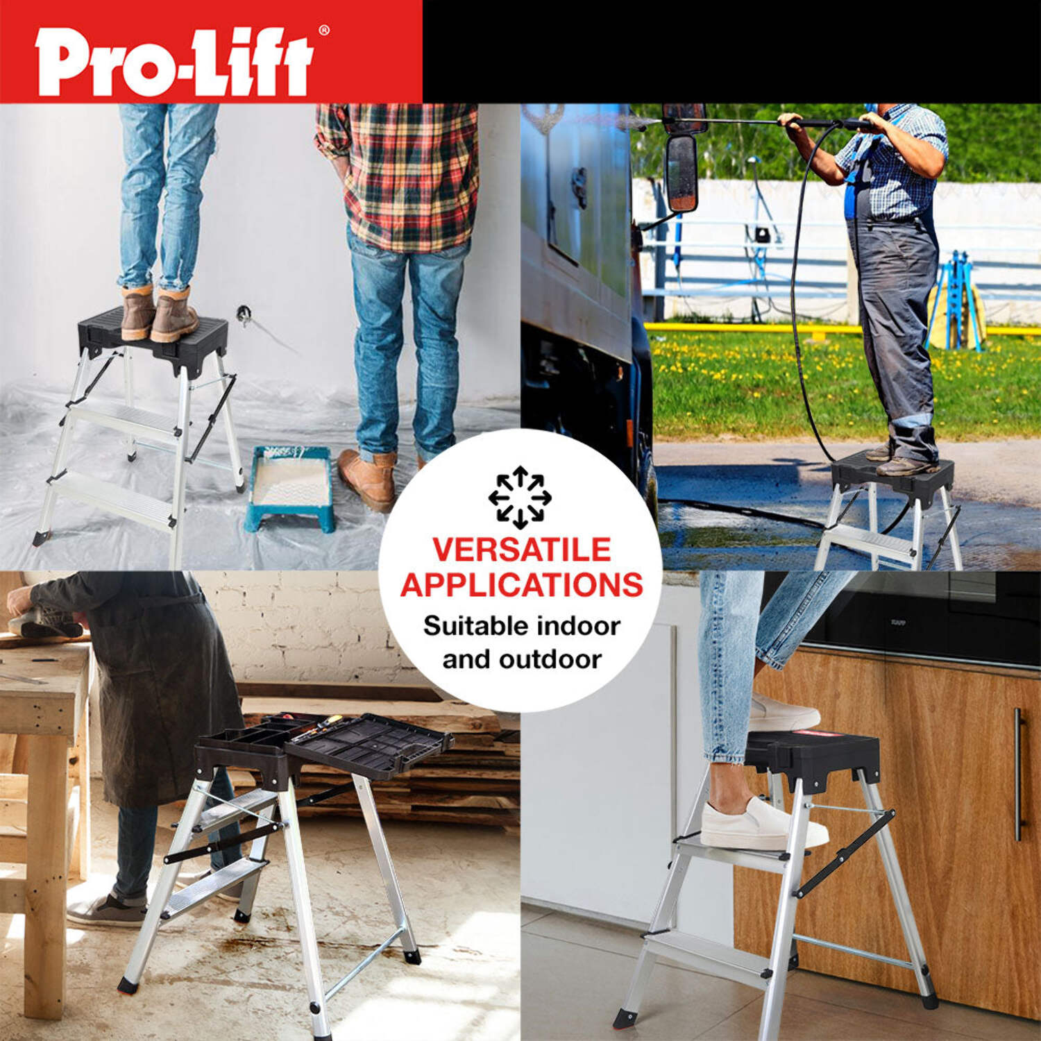 Pro-Lift Three Step Ladder with Storage