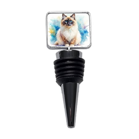 Birman Cat Watercolor Style Wine Bottle Stopper Cap Plug