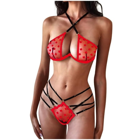 

Lingerie For Women Point Lace Bra Lingerie Thong Steel Ring Sleepwear Underwear