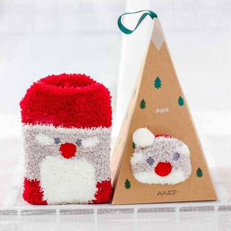 

VOSS Cute 3D Animal With Gift Box Coral Fleece Winter Thickened Cartoon Embroidery Floor Christmas