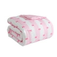 thumbnail image 5 of Betsey Johnson Bow Stripe White & Light Pink & Hot Pink Full Comforter Set, Cozy Bedding with Shams, Machine Washable, 5 of 7