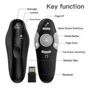 Wireless Presentation Remote 2.4GHz USB PPT Clicker Laser Pointer Presenter Windows Mac, Slide Control Presentation Clicker