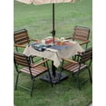 thumbnail image 3 of Outdoor Tablecloth with Umbrella Hole and Zipper, 4th of July Square Table Cloth 60x60 Inch Waterproof Tablecloth, Retro Watercolor American Flag Star Flowers Picnic Table Cover for Patio Camping, 3 of 7