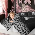 thumbnail image 3 of meiyoeat Leopard Print Print Letter Full Size Comforter Sets for Women, Glitter Initial Bedding Comforter Set for Home, Black Silver, Black Reversible, 3-Piece, 1 Comforter and 2 Pillowcases, 3 of 6