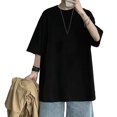 thumbnail image 4 of Hombres Camiseta de Manga Corta Patrón Impreso Suelto Cómodo Moda Hombre Camiseta de Manga Corta Negro XL, 4 of 12