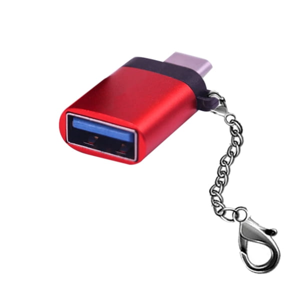 Inteprter Nuevo adaptador portátil tipo c a USB ordenador portátil USB 3,0 Mini convertidor de USB-C de aleación de aluminio Juegos de teclado y mouse para computadora rojo