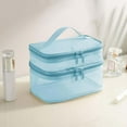 thumbnail image 6 of Makeup Cosmetic Bag Container Waterproof Double Zipper PU TPU for Toiletries Blue, 6 of 8