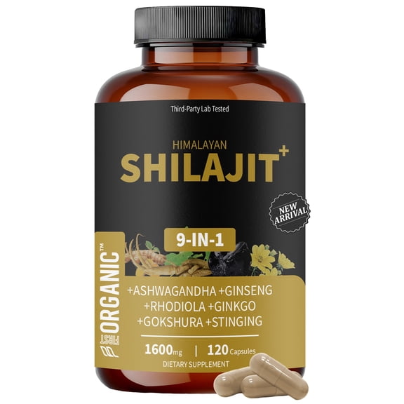 Shilajit Complex, 1600mg - 120 Capsules, Herbal Botanical Blend, Ashwagandha, Rhodiola & More, Third-Party Tested