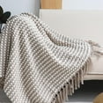 thumbnail image 7 of Wehilion Chunky Knit Blanket Throw, Hand Knit Chenille Throw Blanket for Sofa & Home Decor, Knitted Throw Blankets with Tassels Perfect House Warming Gift, Cozy Soft Lightweight for All Season, 7 of 7