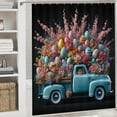 thumbnail image 5 of JEUXUS Easter Egg Truck, Spring Floral Pink Cherry Aesthetic Shower Curtain for Bathroom, Multiple Sizes White, 5 of 6