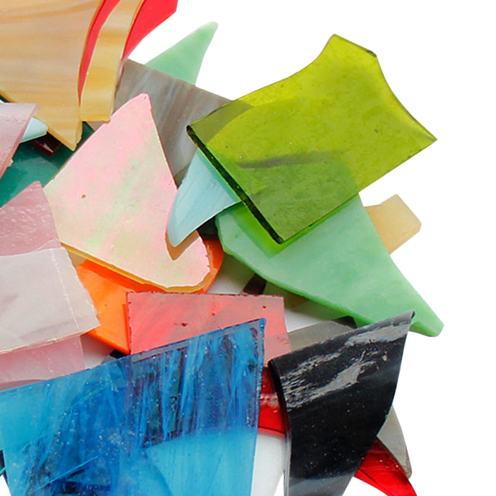 GUOOL Irregular Mosaic Glass Pieces 500g for DIY Craft, Crushed Stained Glass Tiles, Assorted Colors and Shapes Mosaic Art Supplies (Mixed Assorted Colors)