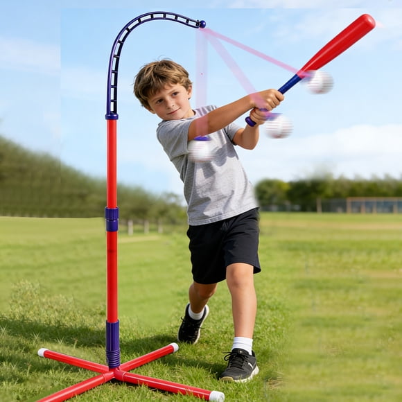 WUSUOWEI 1Set Baseball Set,Toy Stand,Hanging Tee,2 Softballs,Adjustable Height,Baseball Batting Toy,Hitting Tee Set,Baseball Batting Tee Set for Indoor Outdoor Sport Gifts,Birthday Gift,Party